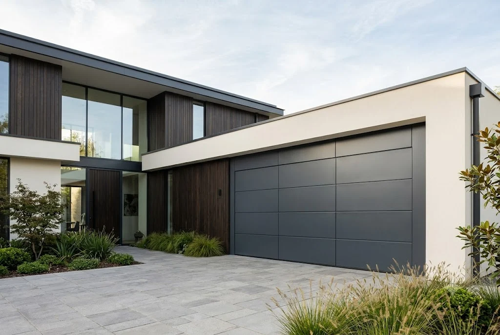Modern A1 garage door installed on a contemporary residential property