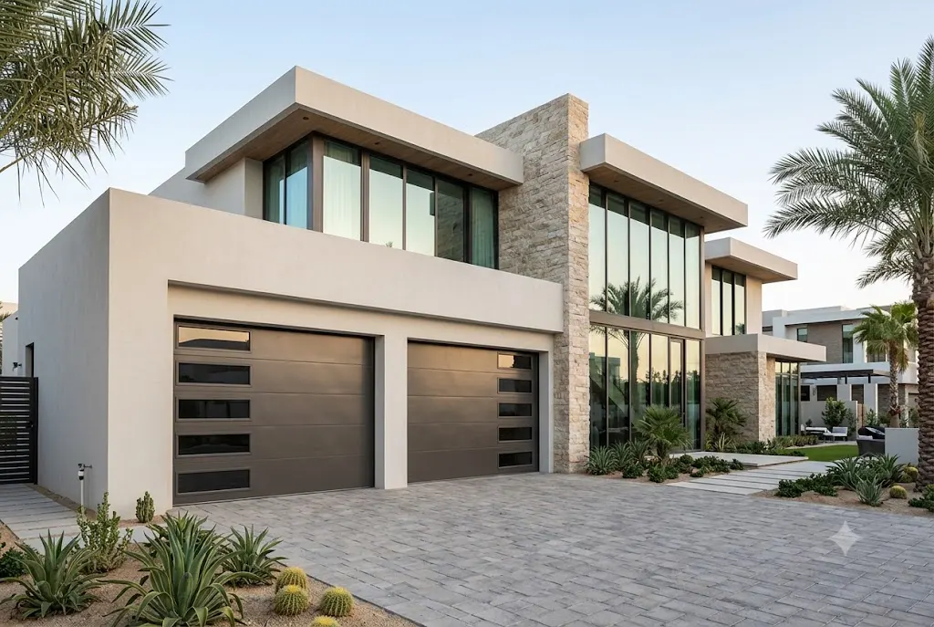 Modern Amarr garage door installed on a luxury residential property in Dubai