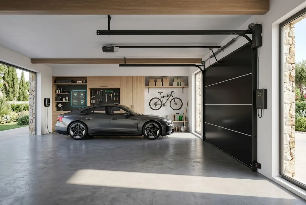 Modern Marantec garage door system installed in a residential property