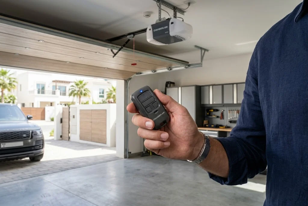 How to reprogram Chamberlain garage door remote with opener Learn button