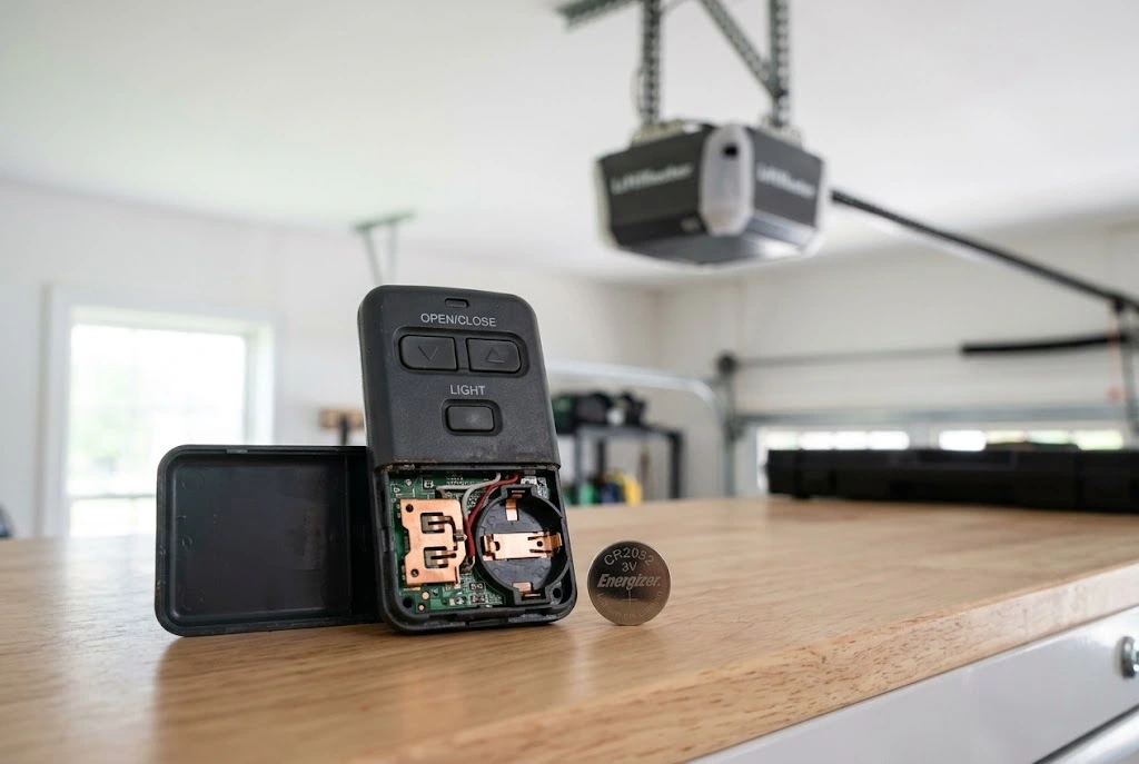 LiftMaster garage door remote battery replacement with a new battery