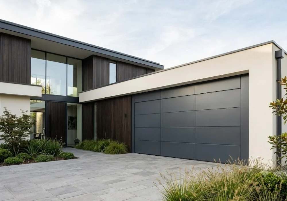 Modern A1 garage door installed on a contemporary residential property