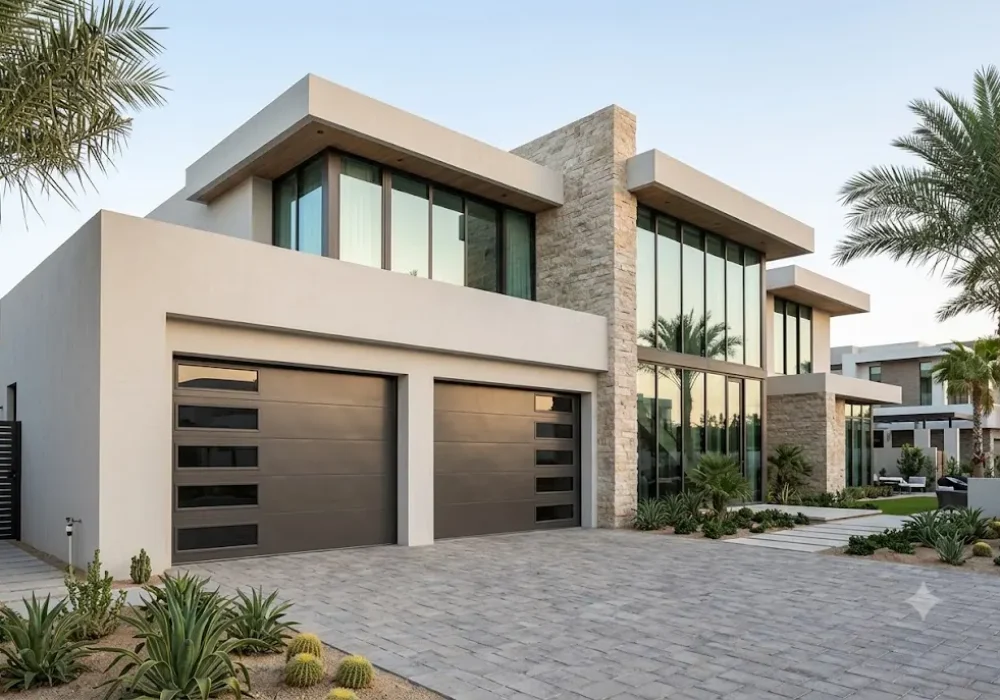 Modern Amarr garage door installed on a luxury residential property in Dubai