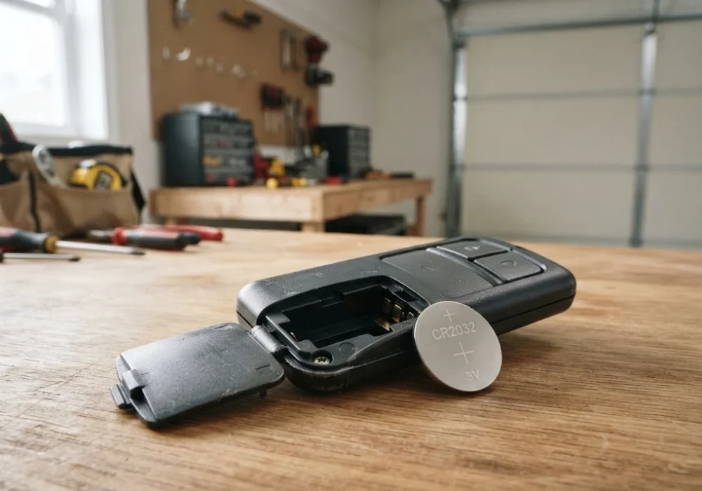 Chamberlain garage door remote battery replacement with CR2032 battery