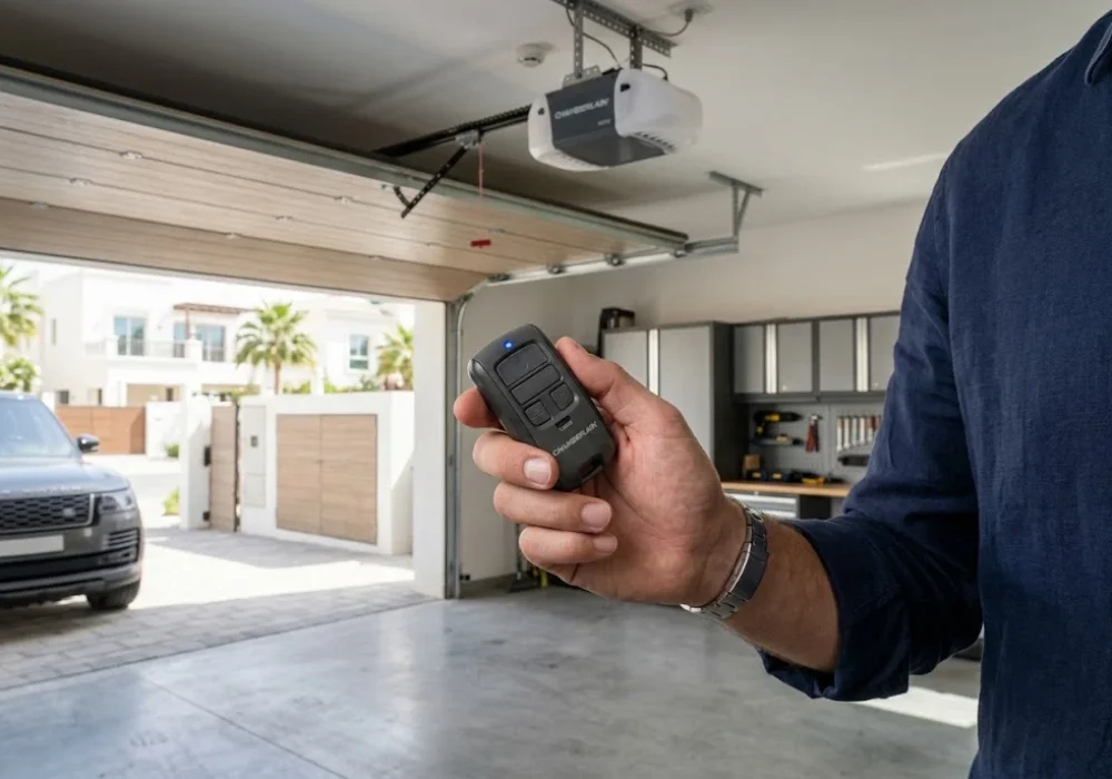 How to reprogram Chamberlain garage door remote with opener Learn button