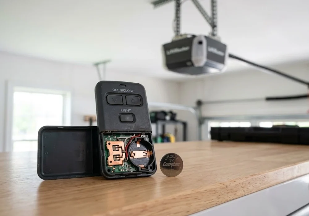 LiftMaster garage door remote battery replacement with a new battery