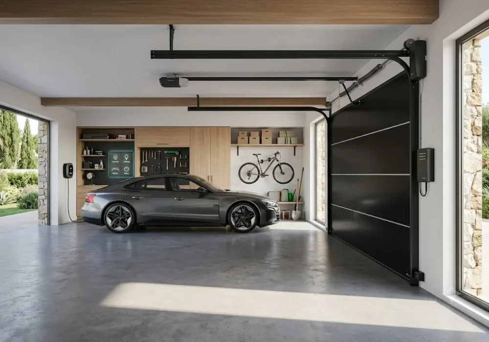 Modern Marantec garage door system installed in a residential property