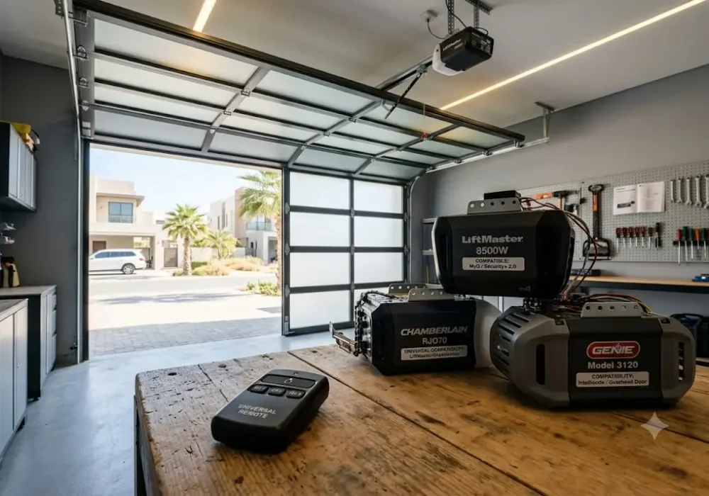 Universal Garage Door Remote Compatibility Guide showing compatible garage door opener systems